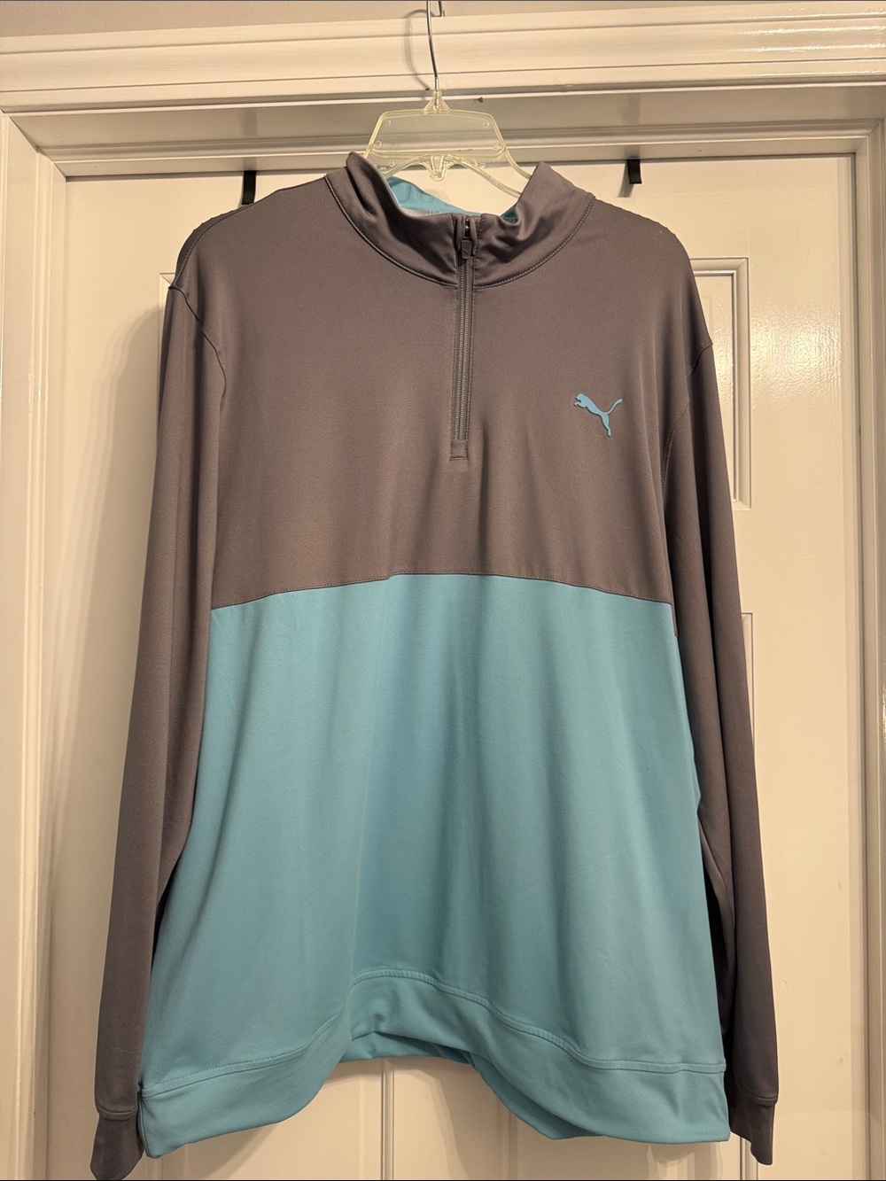 Puma Grey and Light Teal Half-Zip Pullover